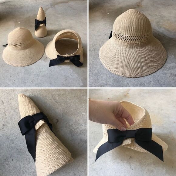 Foldable Straw Sun Visor Hat - Picture 5 of 9